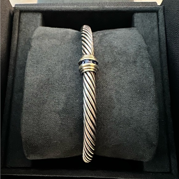 David Yurman Sterling/14K Gold & Sapphire Bracelet / Ring SET - Picture 4 of 9